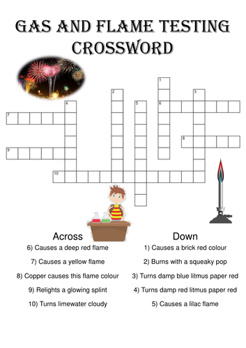 Chemistry Crossword Puzzle: Gas and flame tests (Includes answer key