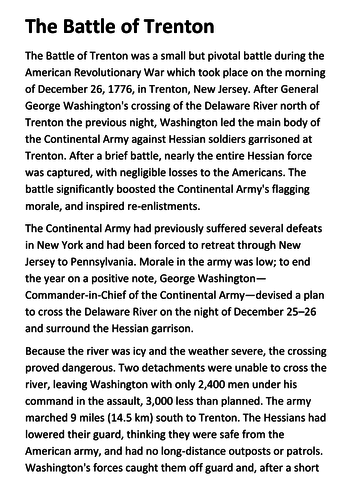 The Battle of Trenton Handout