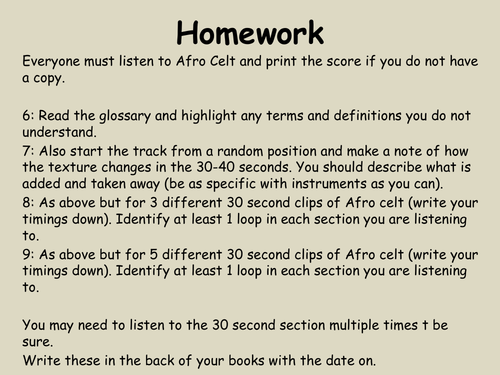 Afro Celt Edexcel Music GCSE Full Analysis and Resources