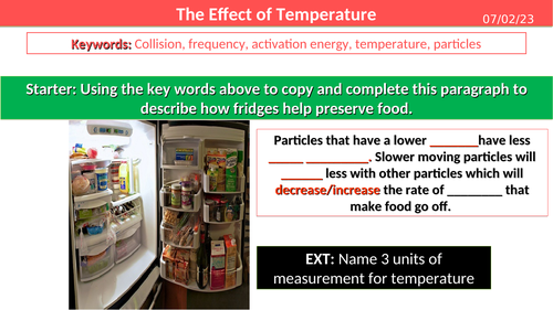 The Effect of Temperature (Collision Theory) | Teaching ...