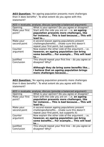 Ageing Population - AO3 Question (WJEC/Eduqas)