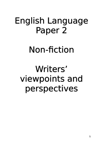 AQA GCSE Language Paper 2/Non-fiction Unit