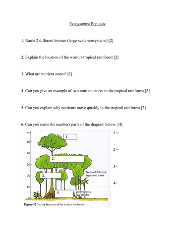 Pop Quiz - Weather, Climate and Ecosystems (Theme 5, WJEC A)