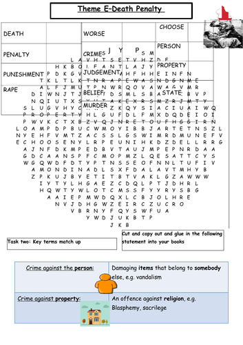 EAL/SEN/Lower ability worksheet for the Death Penalty