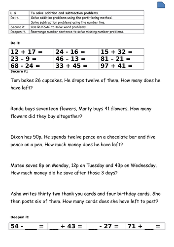 Addition, Subtraction, Multiplication, Division and Fraction Layering Worksheet