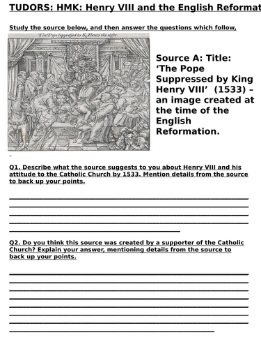 Tudor Worksheets: Henry VIII / Spanish Armada / Mary Queen of Scots / Bloody Mary