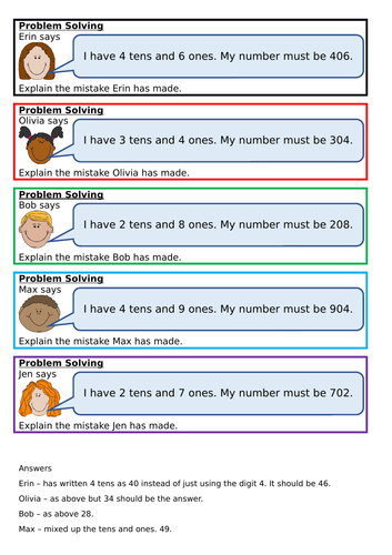 problem solving tens and ones