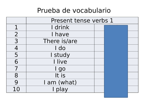 GCSE SPANISH key vocab tests