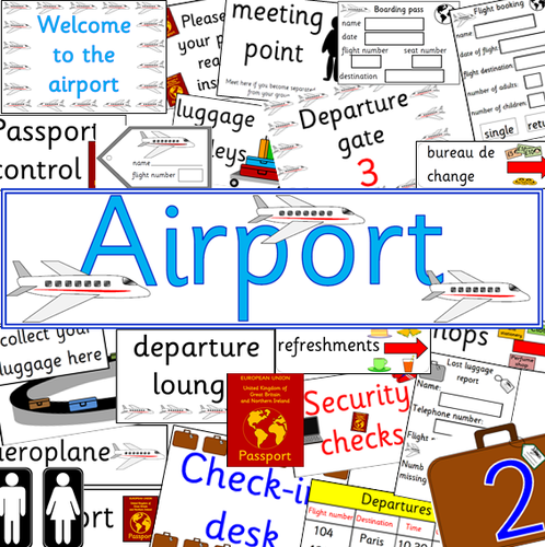 Airport role play pack- holidays, transport