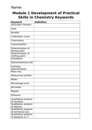 OCR Chemistry A-Level File Dividers