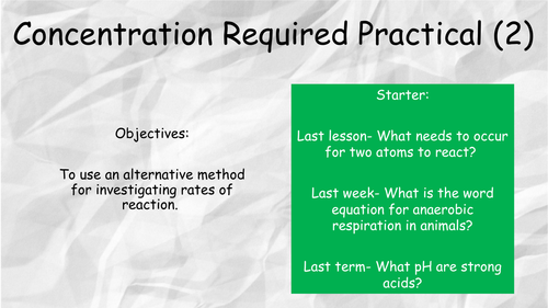 Concentration required practical 2 AQA