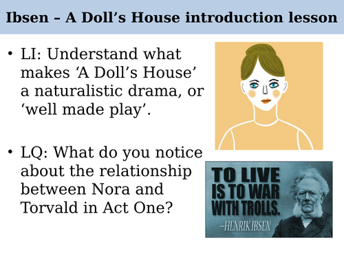 A Doll's House Henrik Ibsen A Level English Literature introduction