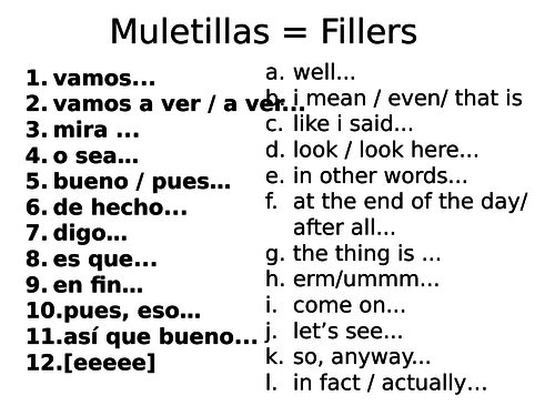 Spanish fillers - Muletillas