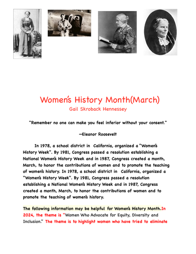 Women's History Factoids(Interactive Notebook Activity) 2023