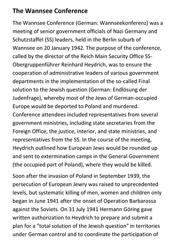 The Wannsee Conference Handout