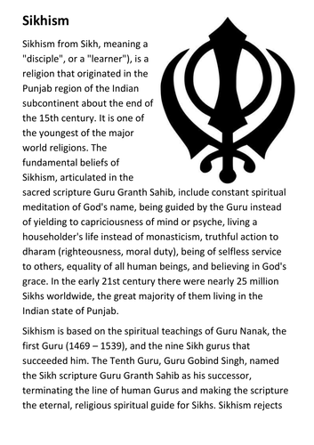 Sikhism Handout
