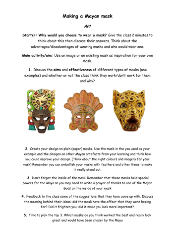 Designing a Mayan  mask