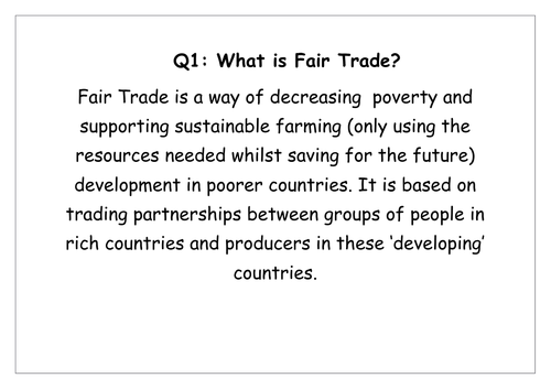 Fair trade fact statements display | Teaching Resources