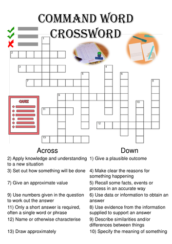 GCSE command word revision crossword