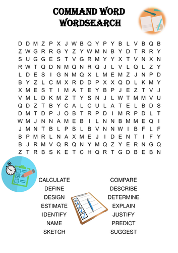 GCSE command word revision wordsearch