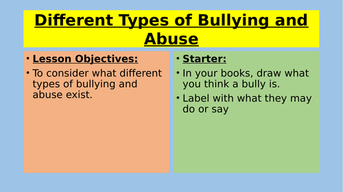 PSHE - Bullying