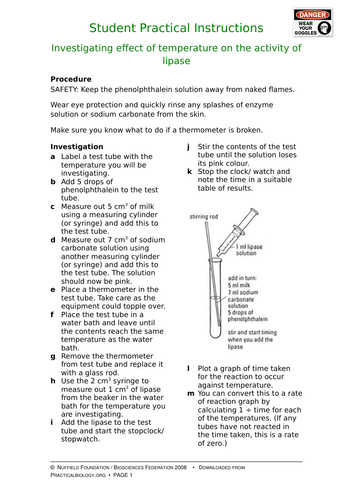 AQA (9-1) GCSE - Required Practical - Effect of Temperature on Enzymes