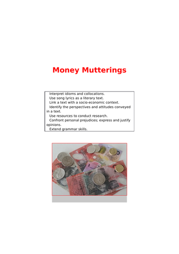 Money vocabulary activities