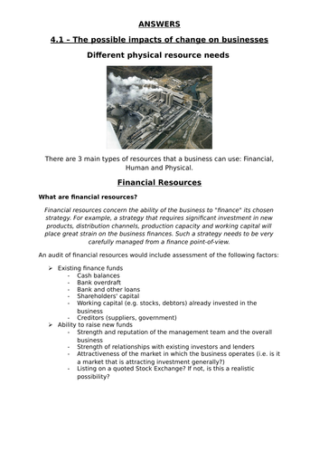 CTEC Unit 15 - Cambridge Technicals Level 3 Business  - 4.1 - Impacts of change on New Opportunities