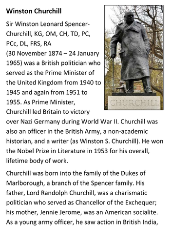 Sir Winston Churchill Handout