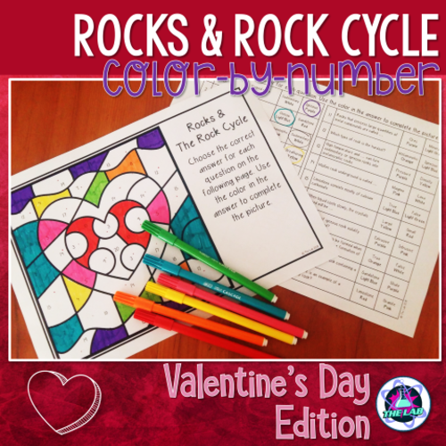 Valentine's Day Colour-by-Number Science Activity: Rocks & Rock Cycle