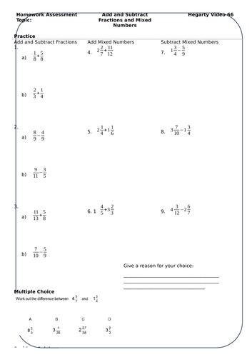 adding-and-subtracting-fractions-and-mixed-numbers-homework-with-answers-teaching-resources