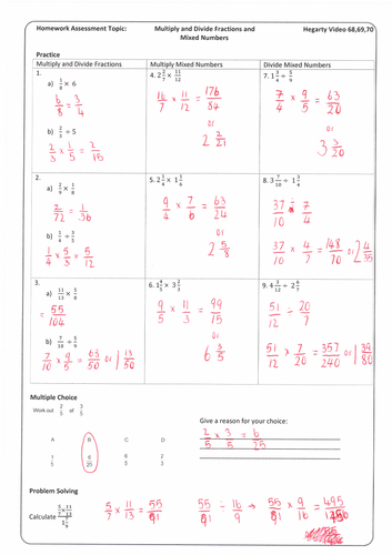 multiplying-and-dividing-fractions-and-mixed-numbers-homework-with-answers-teaching-resources