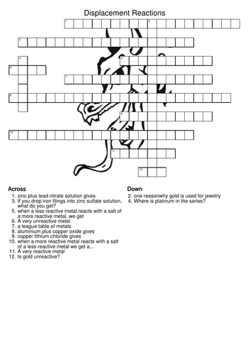 Displacement reaction crossword Teaching Resources