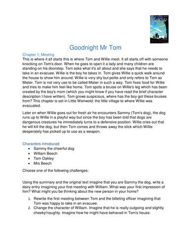 Goodnight Mr Tom KS2/3 Challenging Activities to provide writing evidence