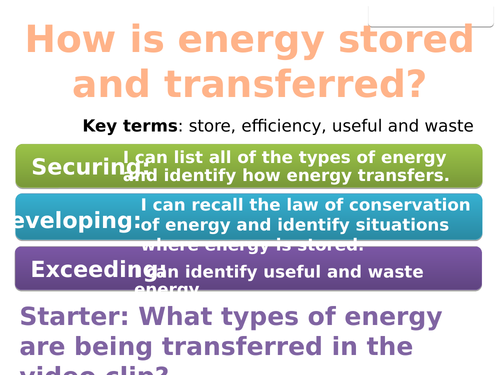 7Ib Energy stores and transfers (Exploring Science)