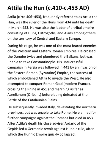 Attila the Hun Handout