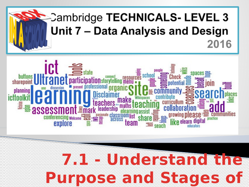 Cambridge Technicals - ICT - Level 03 - Unit 07 - Data Analysis and Design - Code A/507/5007