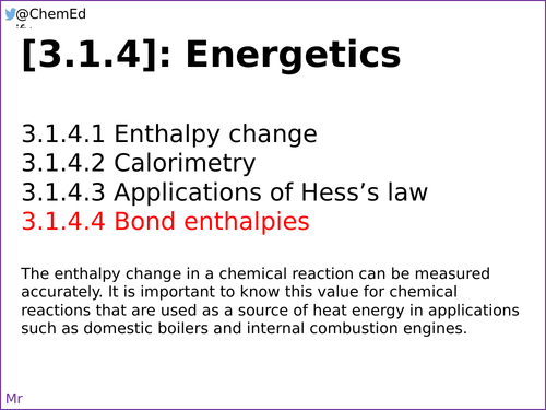 AQA A-Level Chemistry [3.1.4.4] Bond Enthalpies [New Specification (2016-)]