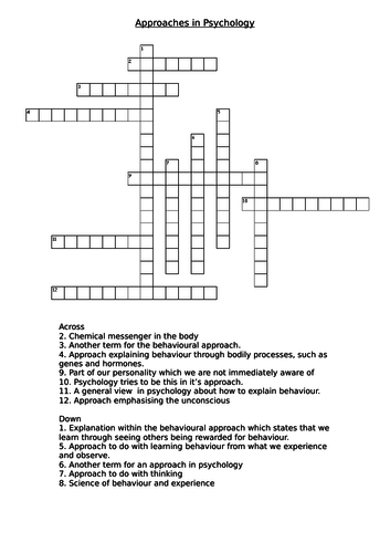 Approaches Crossword Teaching Resources