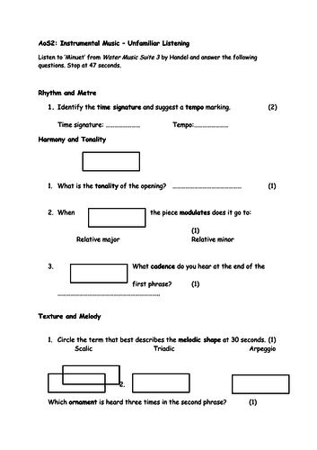 Edexcel GCSE Music Set Work Beethoven Sonata Unfamiliar Listening and QU 9