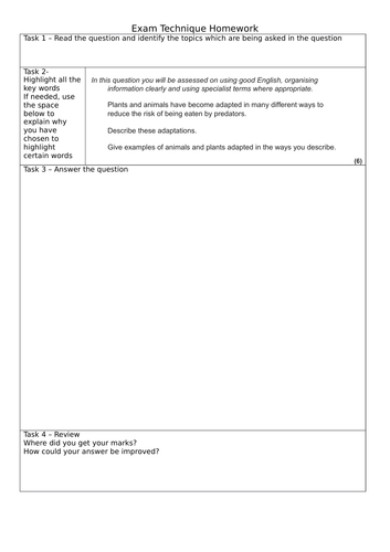 Exam Technique - Biology Questions