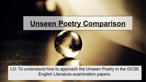 Preparation for the Unseen Poetry Unit for AQA