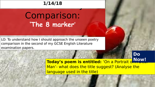 AQA Unseen Poetry Portrait of A Deaf Man 24 marker and 8 mark comparison