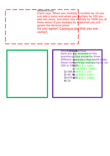 Multiply numbers by 10, 100 and 1,000 giving answers up to 3 decimal places.