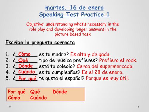 Spanish GCSE Speaking Test Revision 1 (Edexcel - new GCSE)
