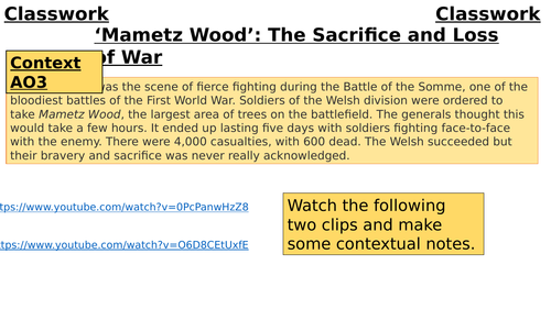 The Manhunt and Mametz Wood to compare