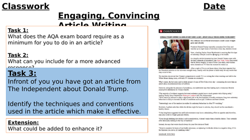 Article, Speech and Letter Writing