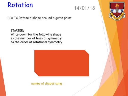 Rotation 90 180 270 degrees,  first  lesson for weaker students.