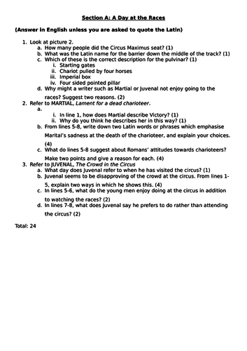 EDUQAS GCSE Latin - A Day at the Races - Martial and Juvenal