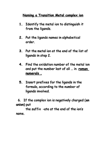 How to name a transition element